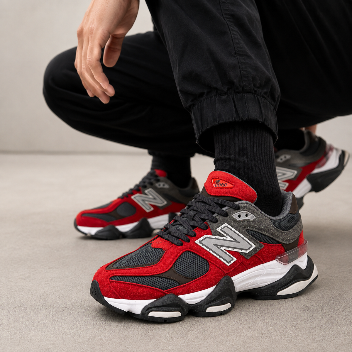 NB 9060 Red Grey – Sneakers Premium Roșu / Gri / Negru