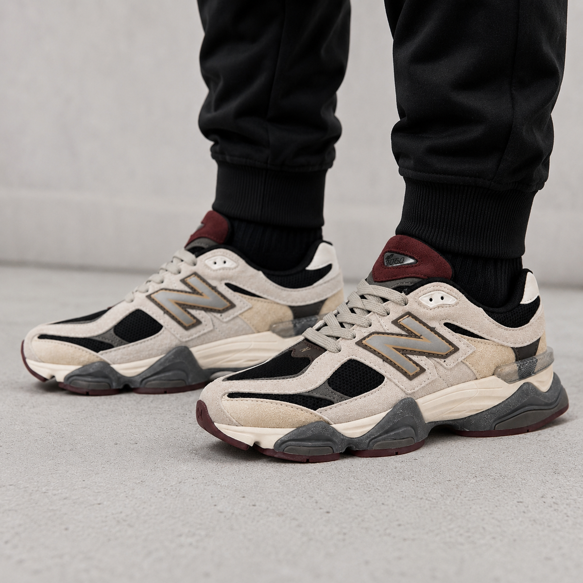 NB 9060 Cream Black Burgundy – Sneakers Premium Crem / Negru / Vișiniu