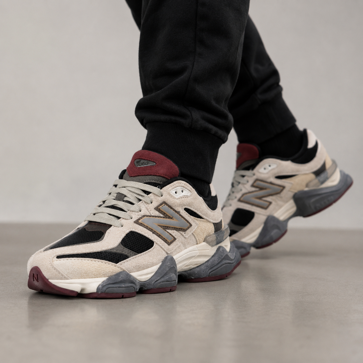 NB 9060 Cream Black Burgundy – Sneakers Premium Crem / Negru / Vișiniu
