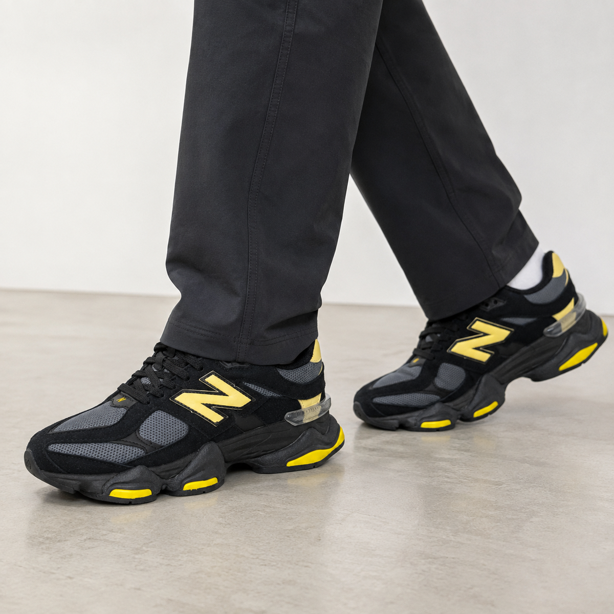 NB 9060 Black Yellow – Sneakers Premium Negru cu Accente Galbene